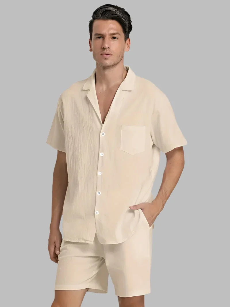 Ensemble homme | Chemise à manches courtes boutonnée et short 1