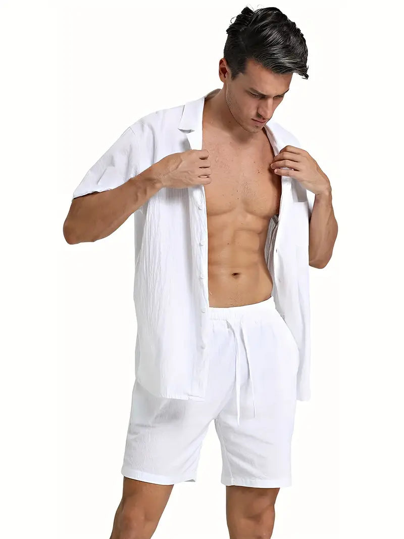 Ensemble homme | Chemise à manches courtes boutonnée et short 3
