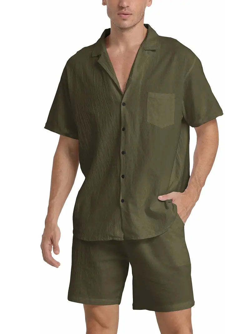 Ensemble homme | Chemise à manches courtes boutonnée et short 4