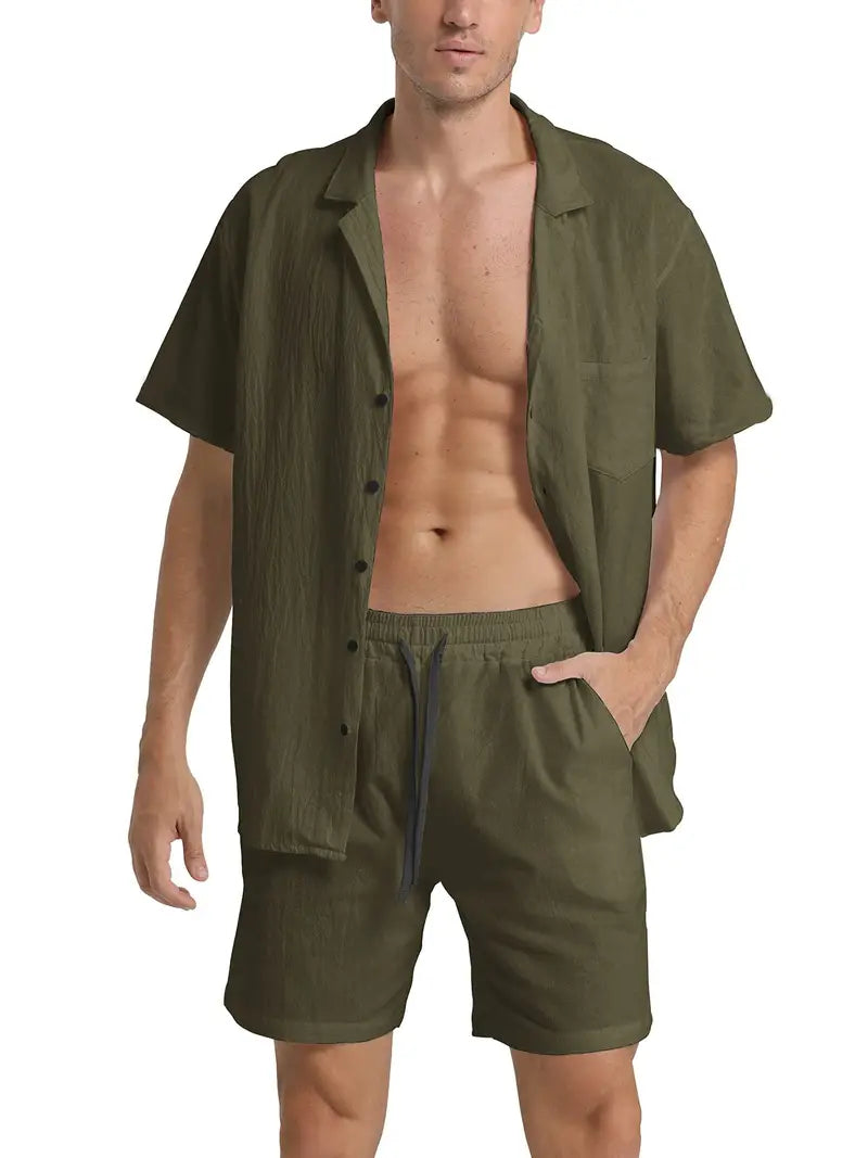 Ensemble homme | Chemise à manches courtes boutonnée et short 7