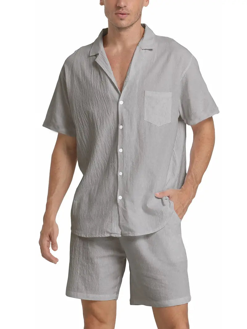Ensemble homme | Chemise à manches courtes boutonnée et short 9