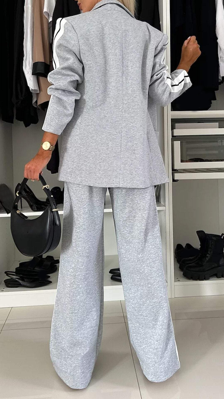 Ensemble tailleur femme blazer ample pantalon boutonné bureau travail