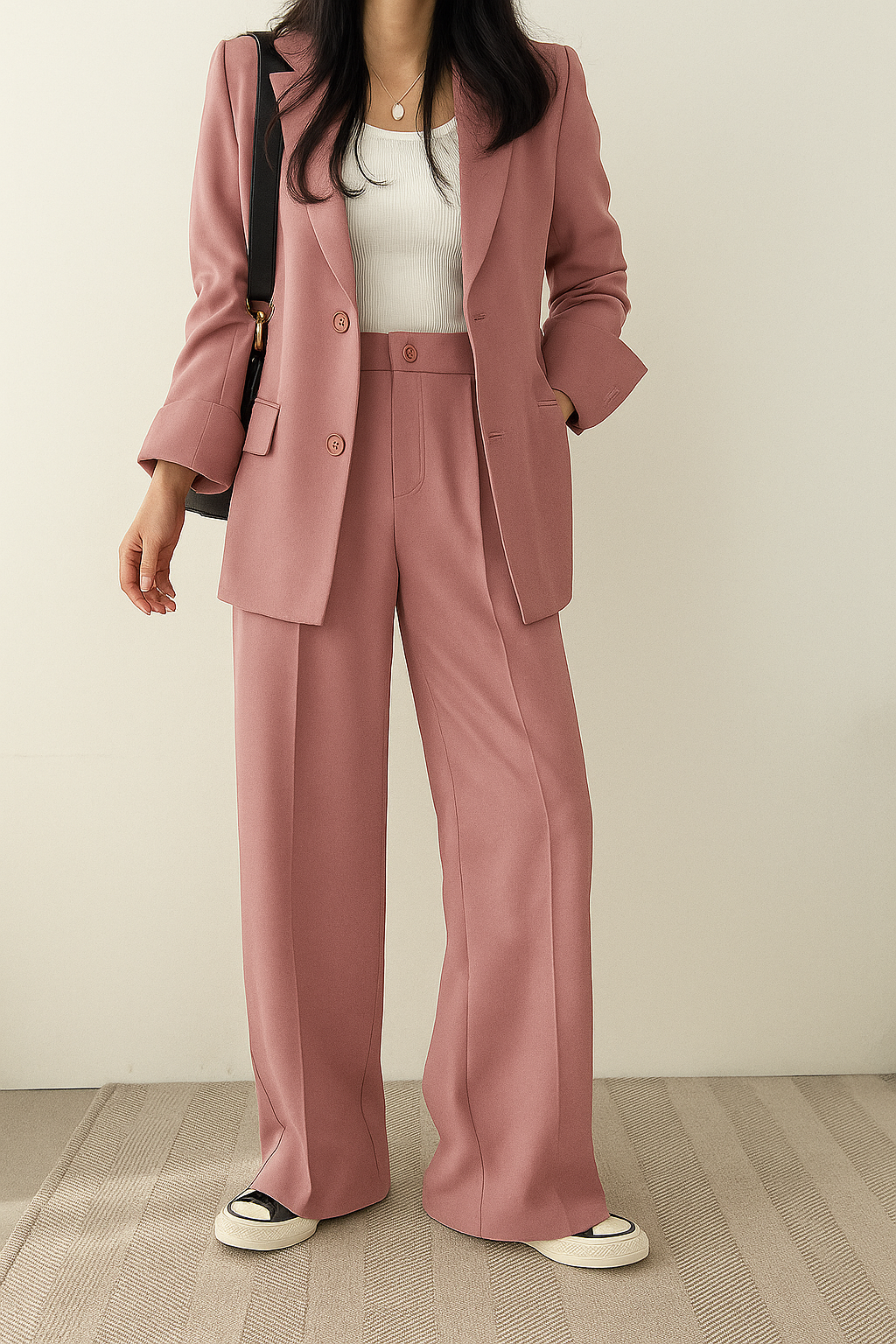 Ensemble tailleur femme deux pièces avec blazer et pantalon