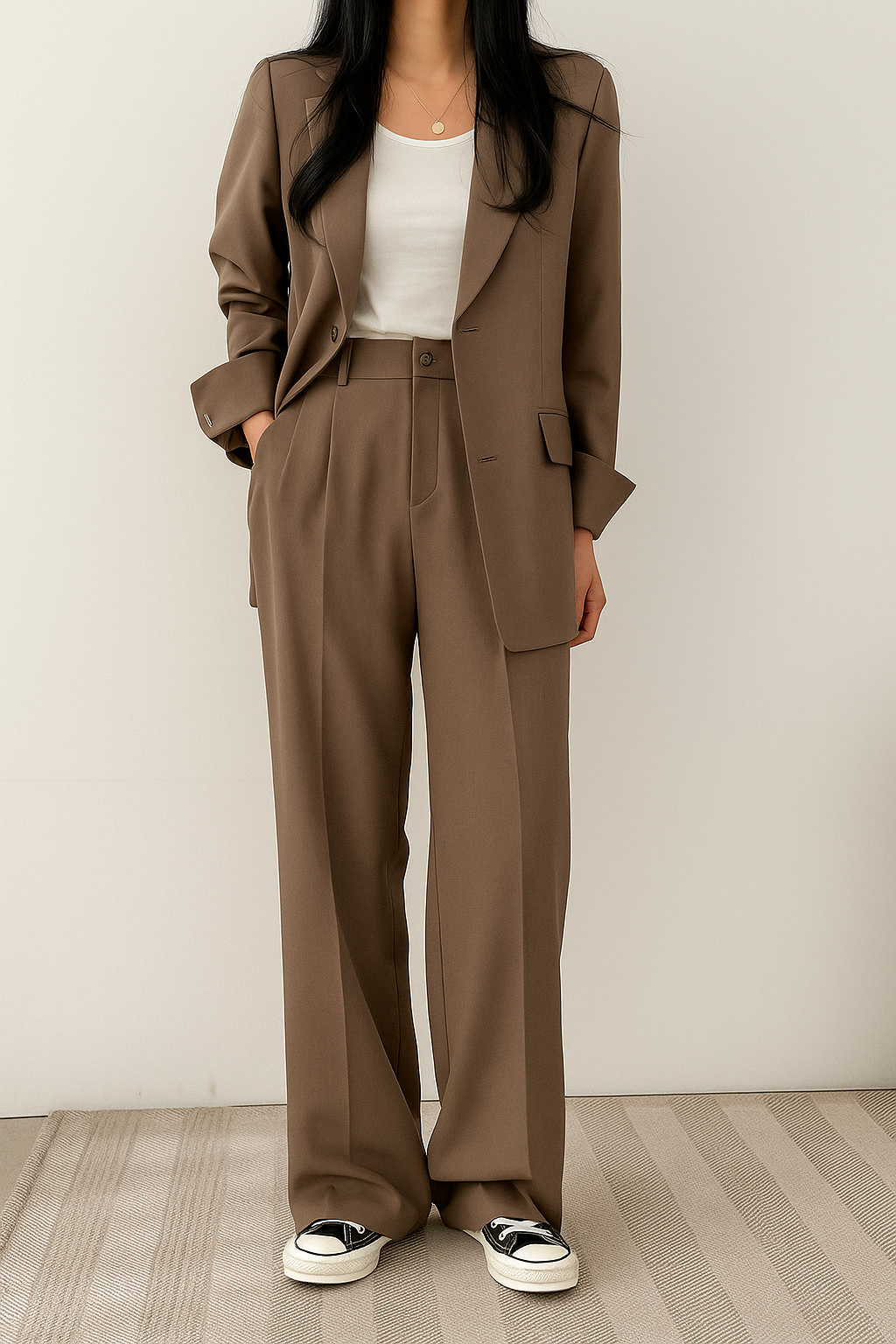 Ensemble tailleur femme deux pièces avec blazer et pantalon