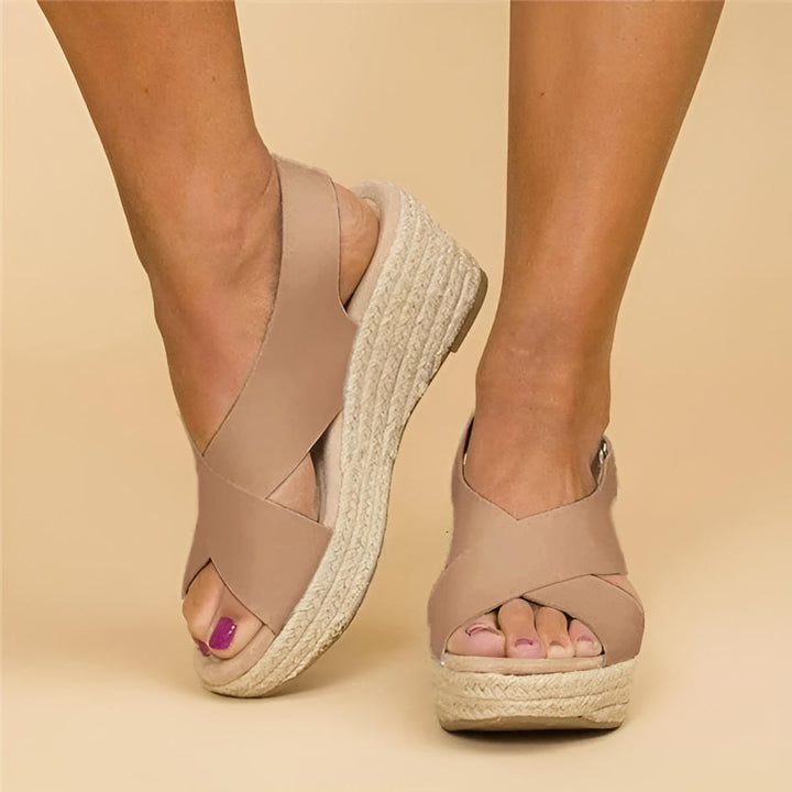 Espadrilles orthopédiques compensées pour femmes avec brides croisées 0