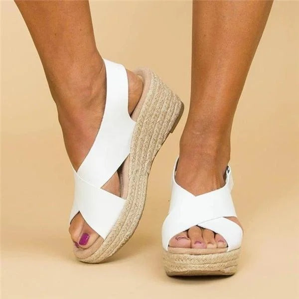 Espadrilles orthopédiques compensées pour femmes avec brides croisées 1