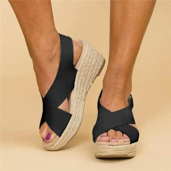 Espadrilles orthopédiques compensées pour femmes avec brides croisées 4
