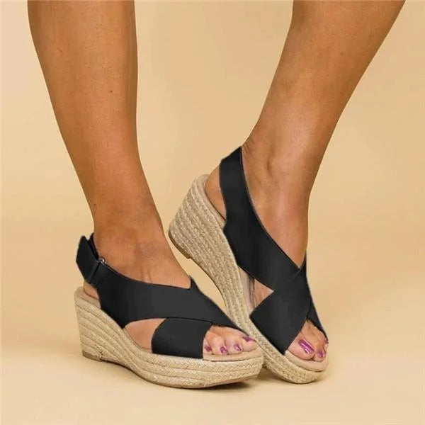 Espadrilles orthopédiques compensées pour femmes avec brides croisées 5