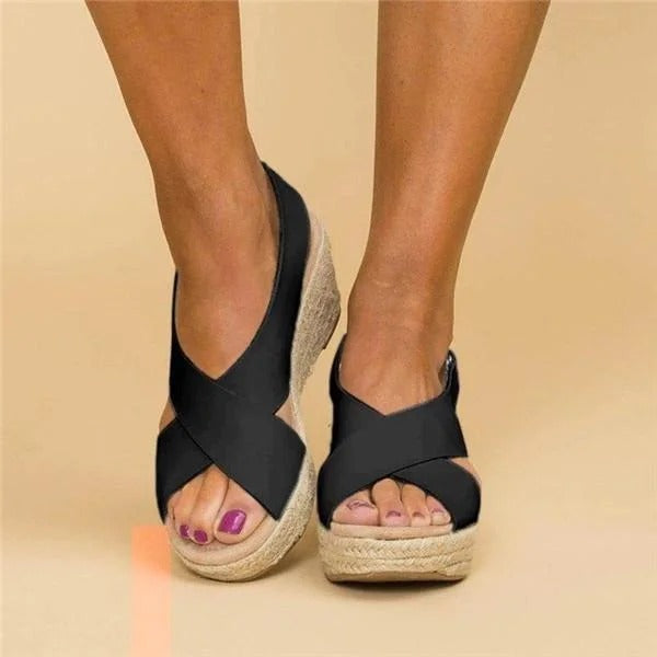 Espadrilles orthopédiques compensées pour femmes avec brides croisées 6
