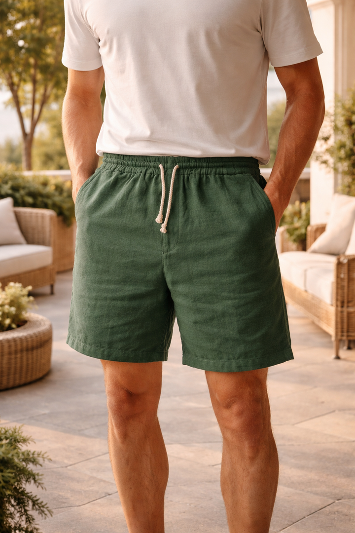 Gabriel - Short en Lin Homme Casual avec Cordon et Taille Élastiquée Bohème 0