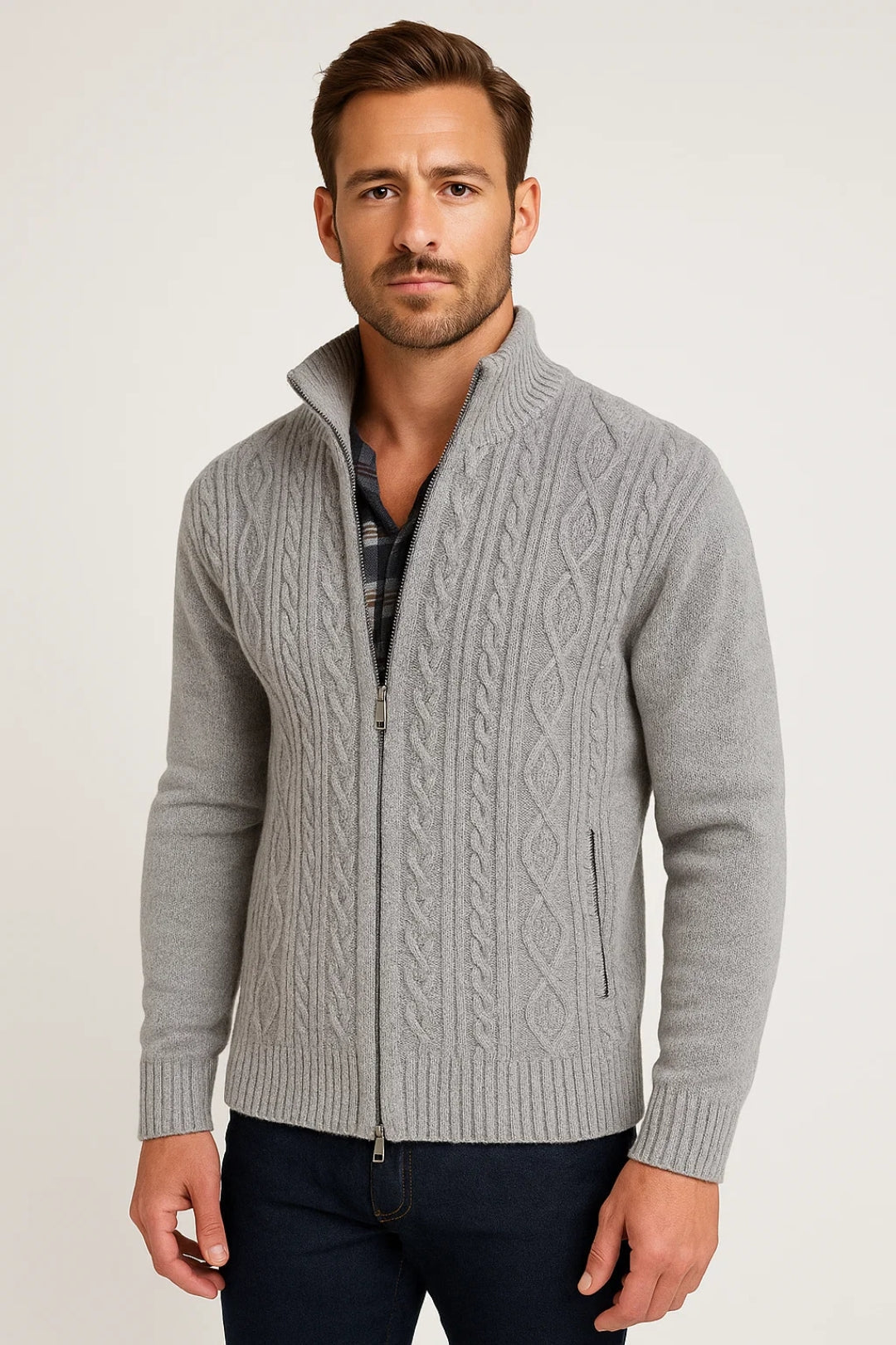 Gilet homme zippé | Coupe torsadée | Style chaud pour l’hiver