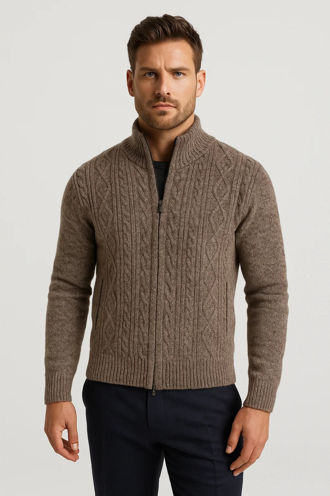 Gilet homme zippé | Coupe torsadée | Style chaud pour l’hiver