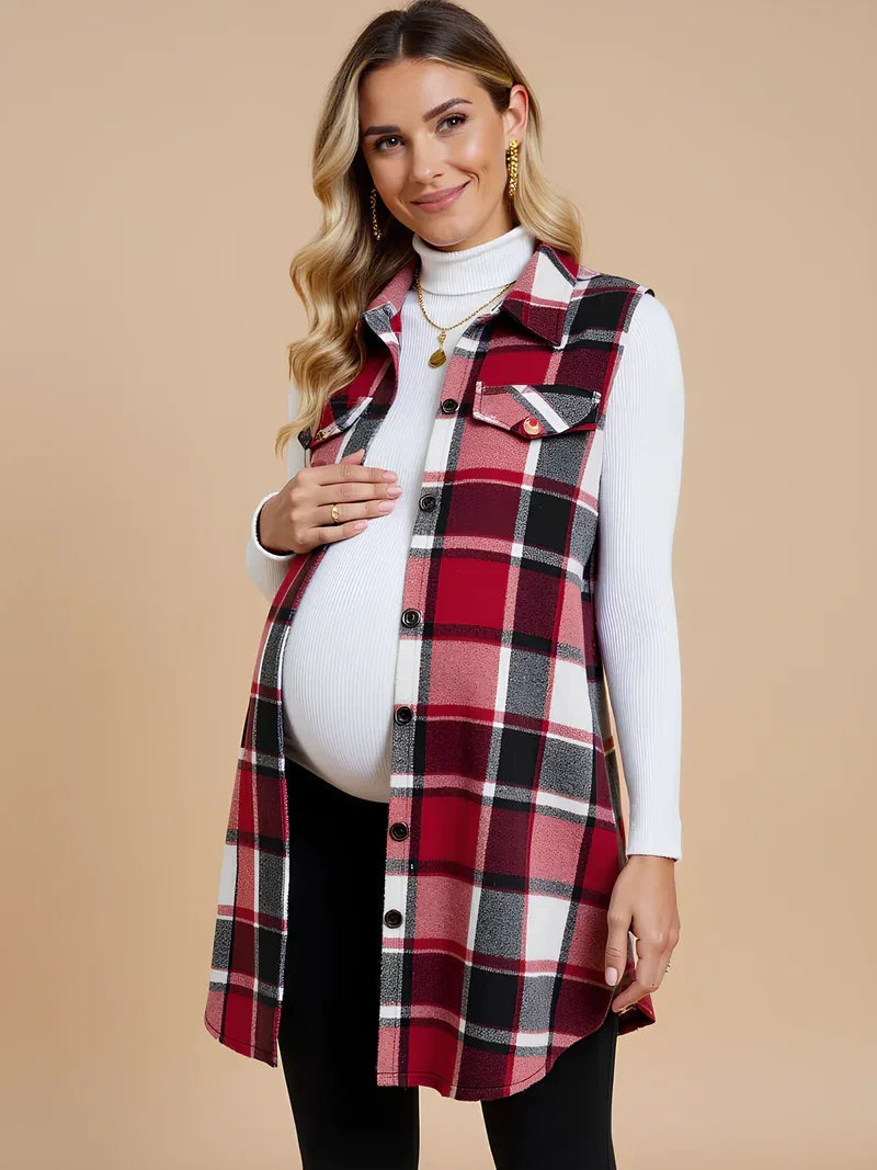 Gilet de maternité à carreaux – Chemise boutonnée pour tous les jours 0