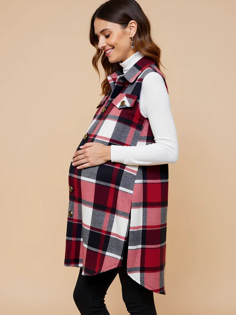 Gilet de maternité à carreaux – Chemise boutonnée pour tous les jours 1