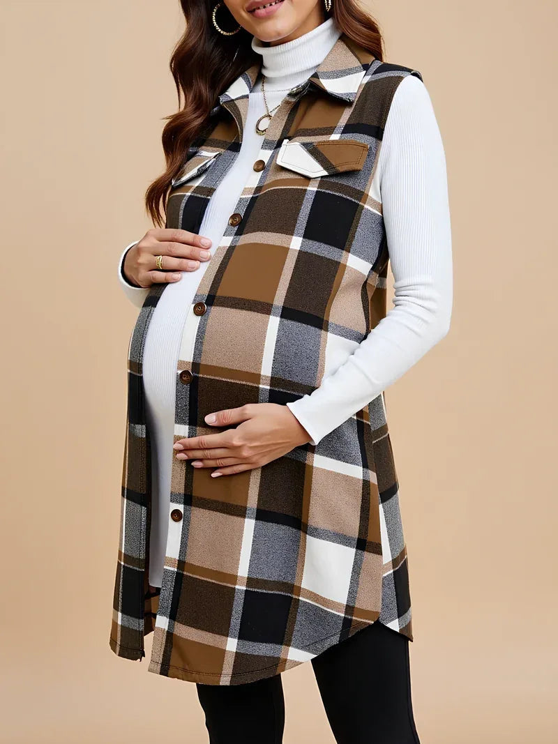 Gilet de maternité à carreaux – Chemise boutonnée pour tous les jours 4