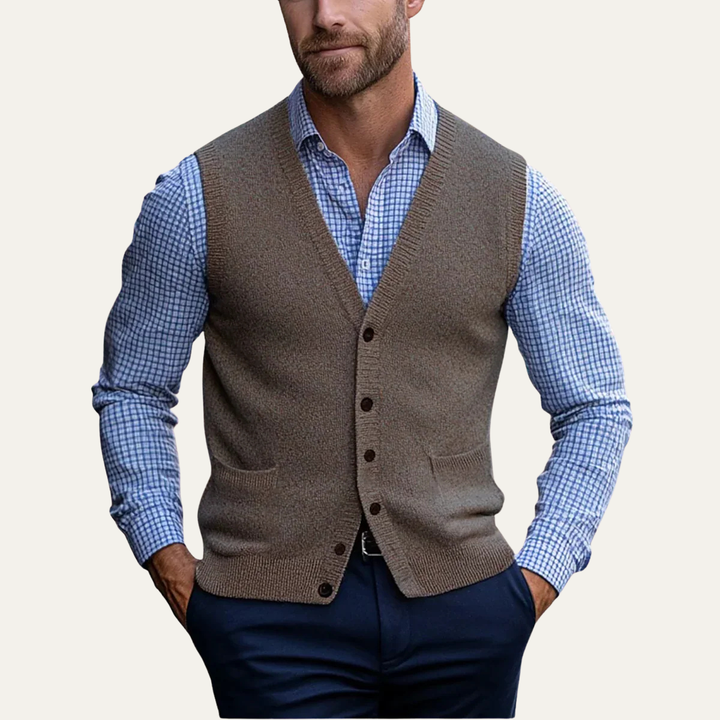 Gilet en maille boutonné Somerset pour homme, style décontracté chic 0