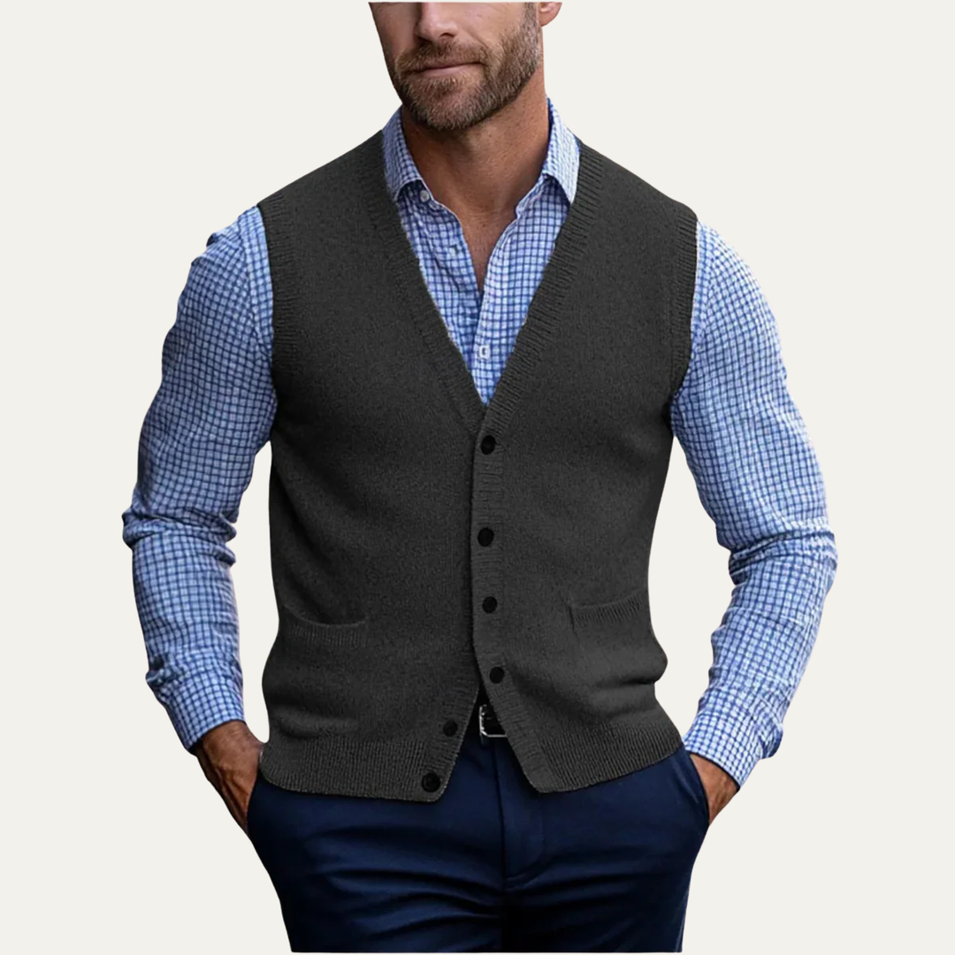 Gilet en maille boutonné Somerset pour homme, style décontracté chic 2