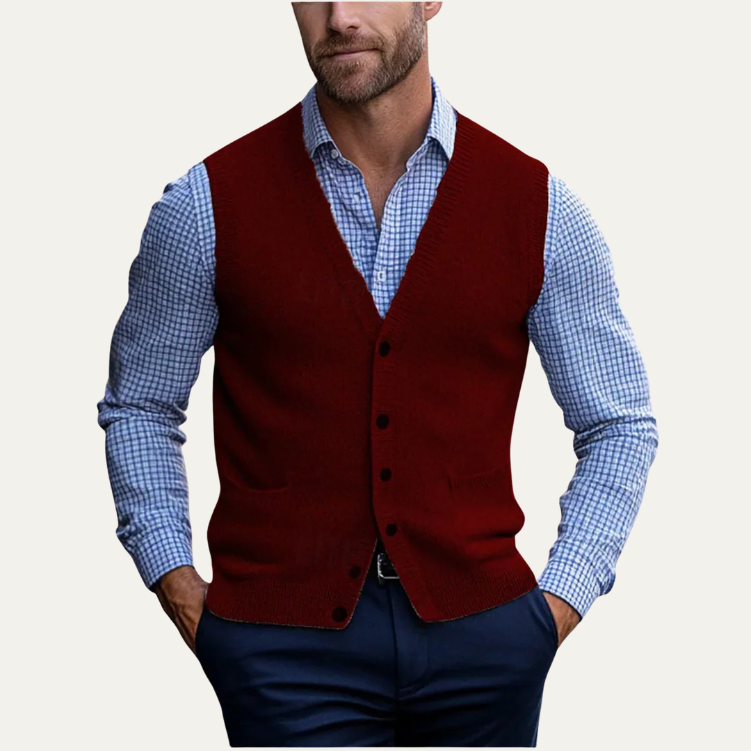 Gilet en maille boutonné Somerset pour homme, style décontracté chic 3