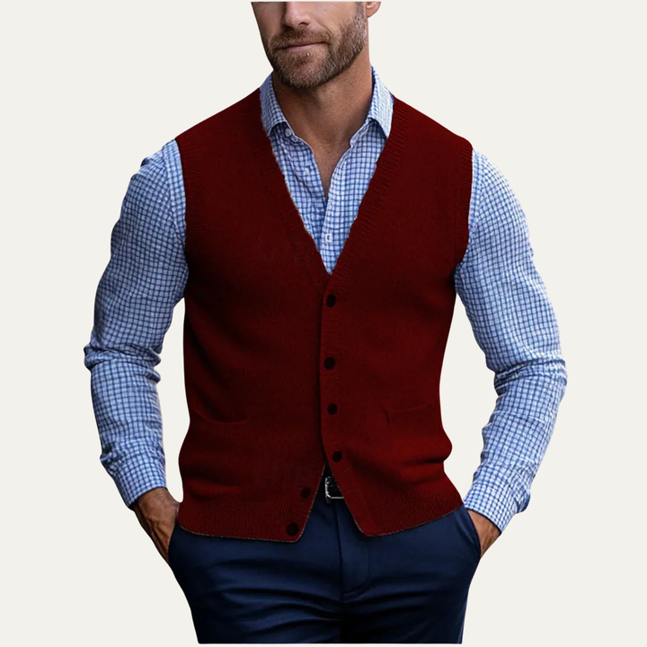 Gilet en maille boutonné Somerset pour homme, style décontracté chic 3