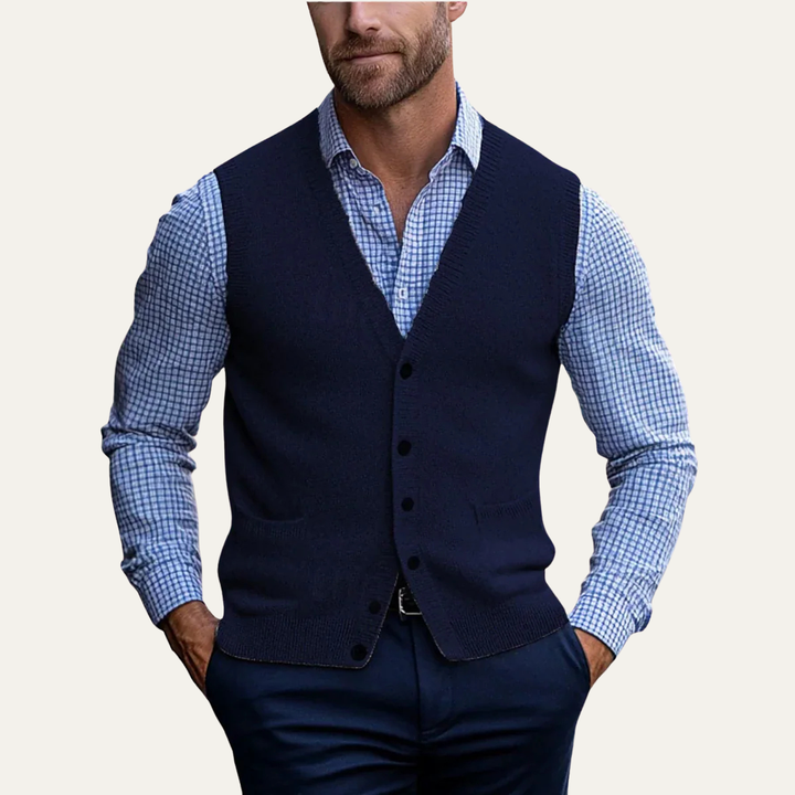 Gilet en maille boutonné Somerset pour homme, style décontracté chic 4