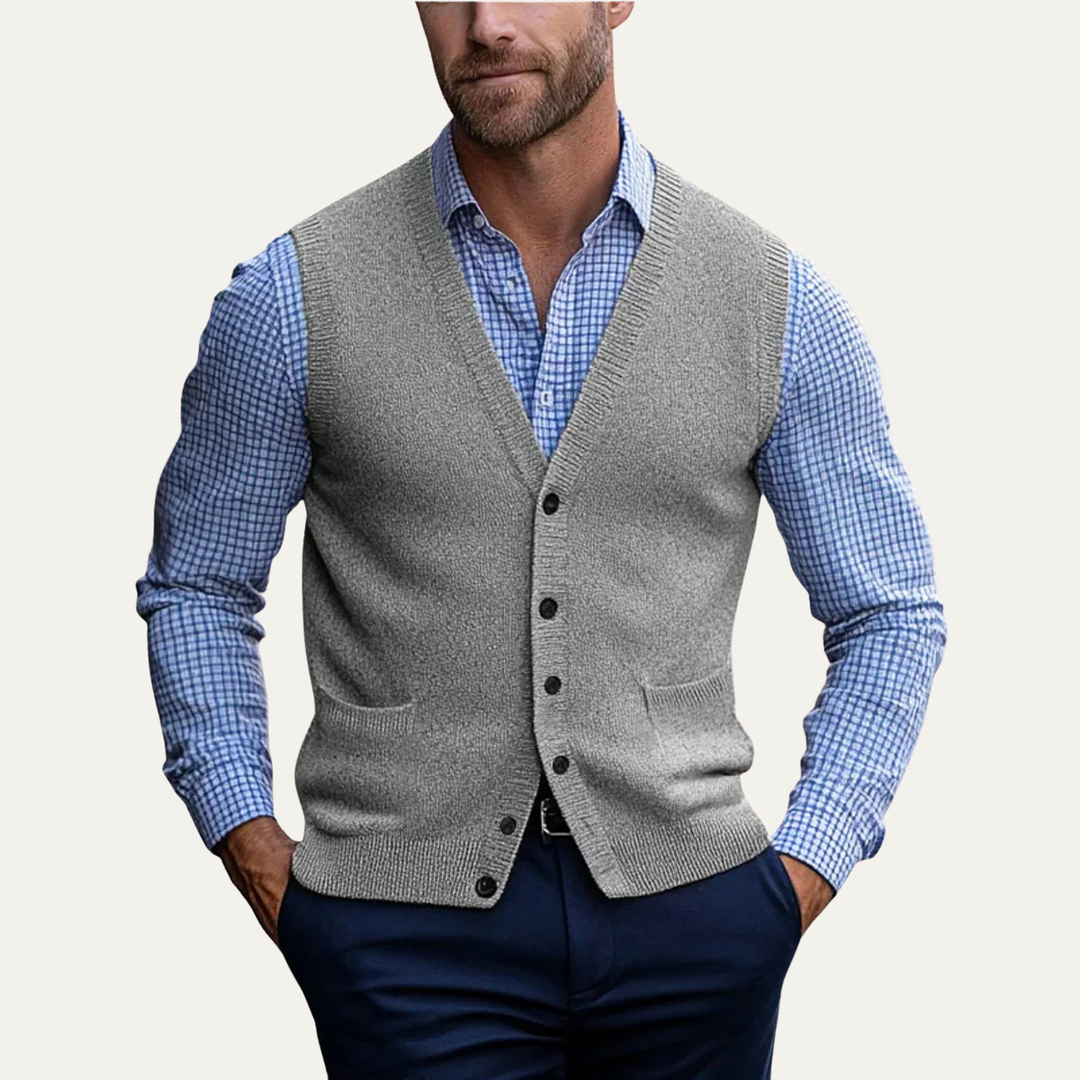Gilet en maille boutonné Somerset pour homme, style décontracté chic 5