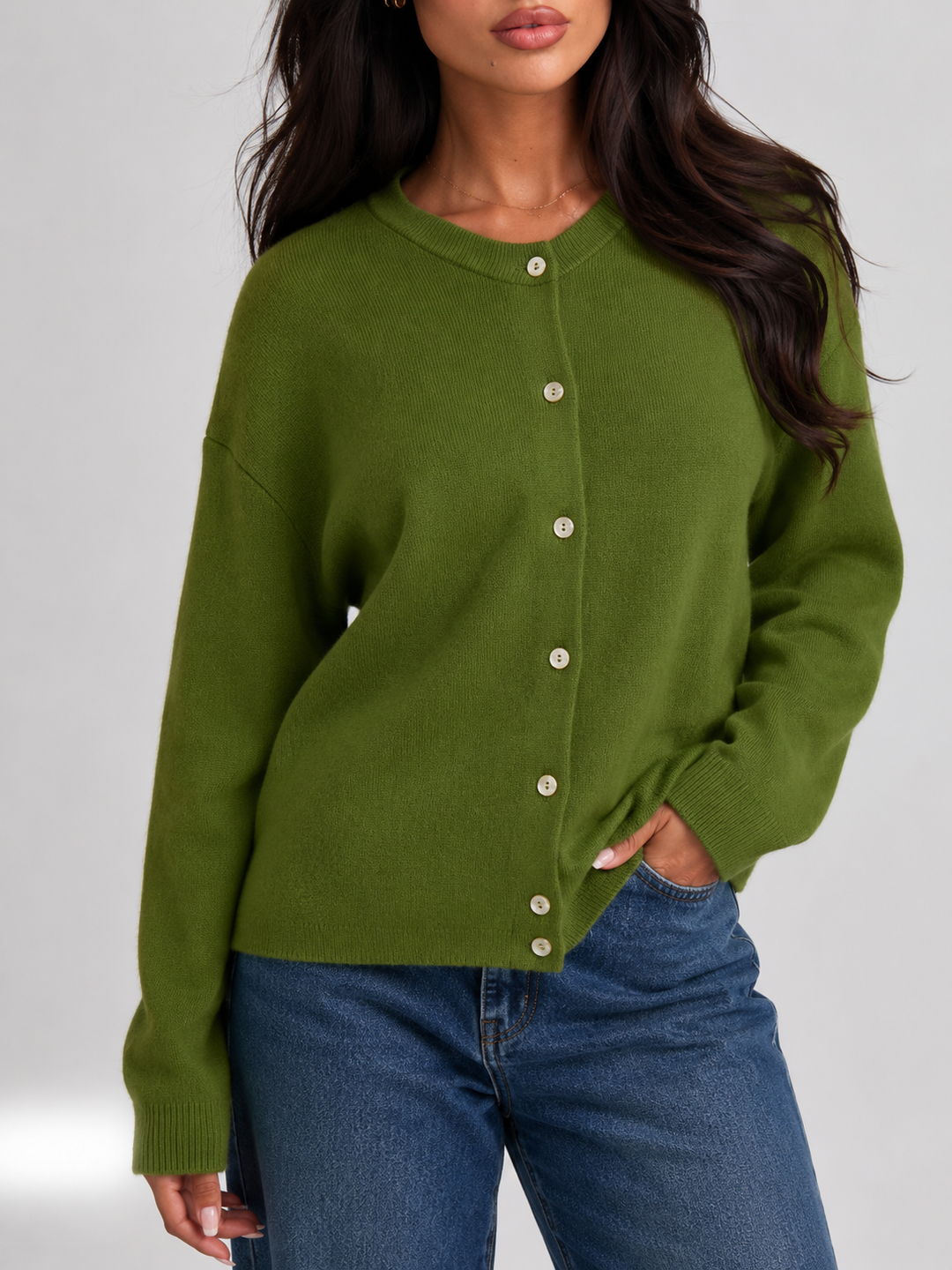Gilet en maille duveteuse à boutons automne femme 8