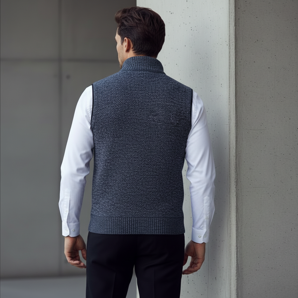 Gilet isolant pour homme sans manches à col montant