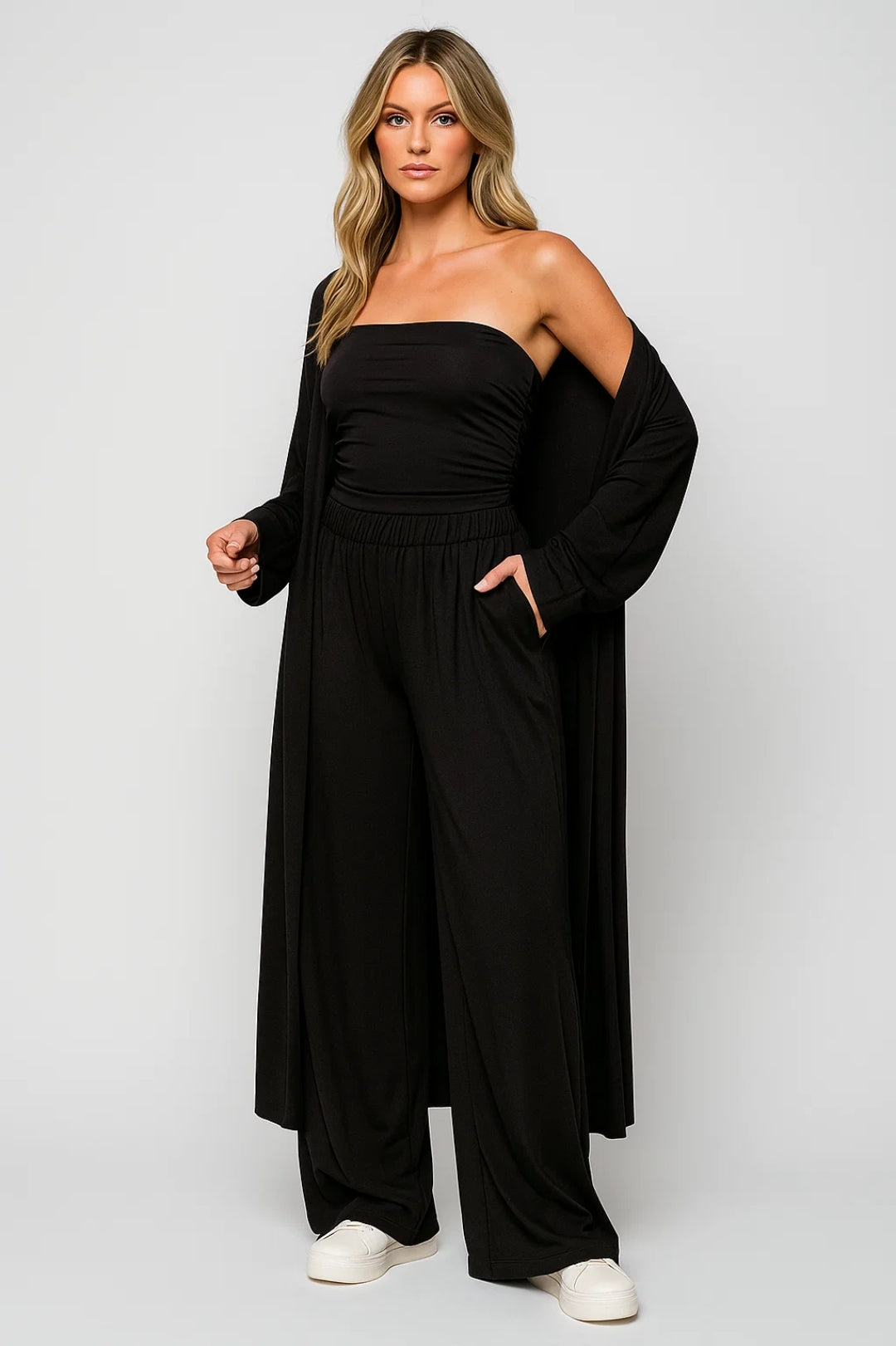 Gilet pour femme | Ensemble trois pièces avec coupe longue 2