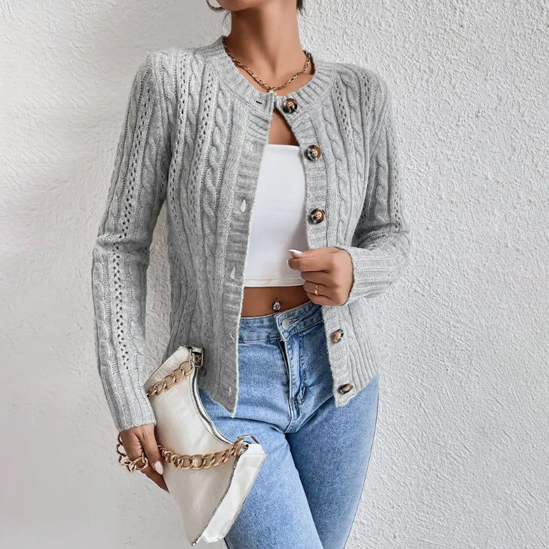 Gilet pour femme boutonné | Cardigan texturé manches longues
