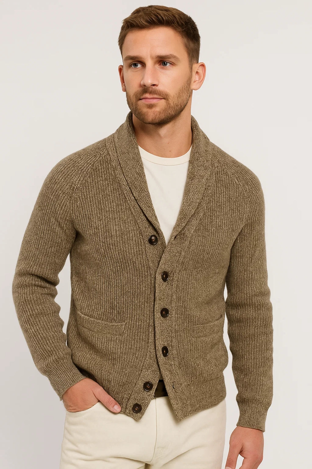 Gilet pour homme | Col châle et fermeture boutonnée pour l'hiver 2