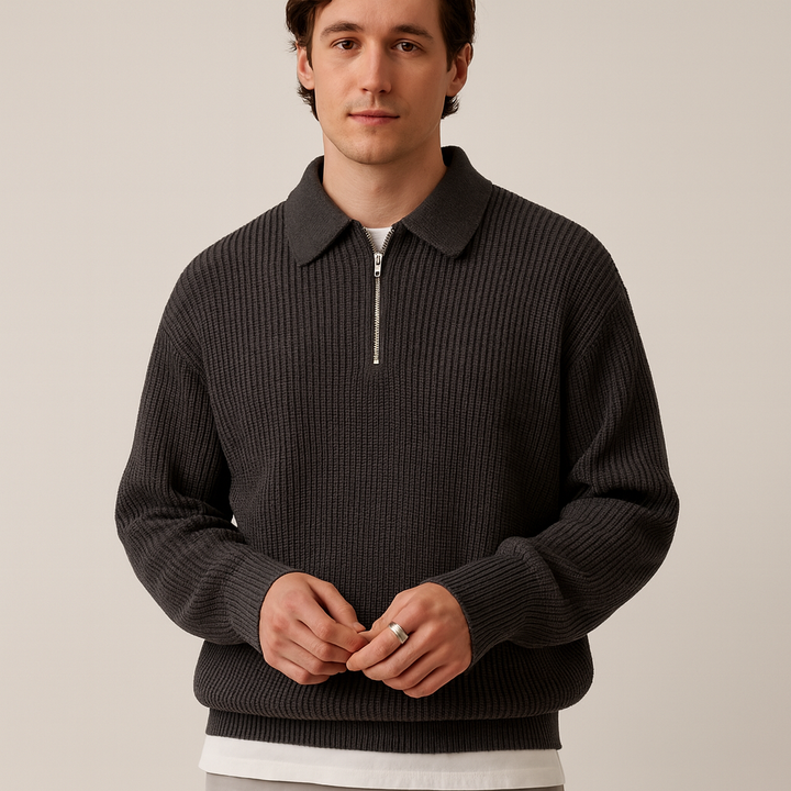 Pull zippé pour homme | Pull léger coupe classique pour l’hiver