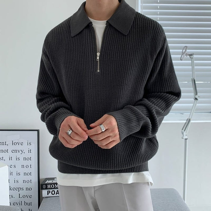 Pull zippé pour homme | Pull léger coupe classique pour l’hiver