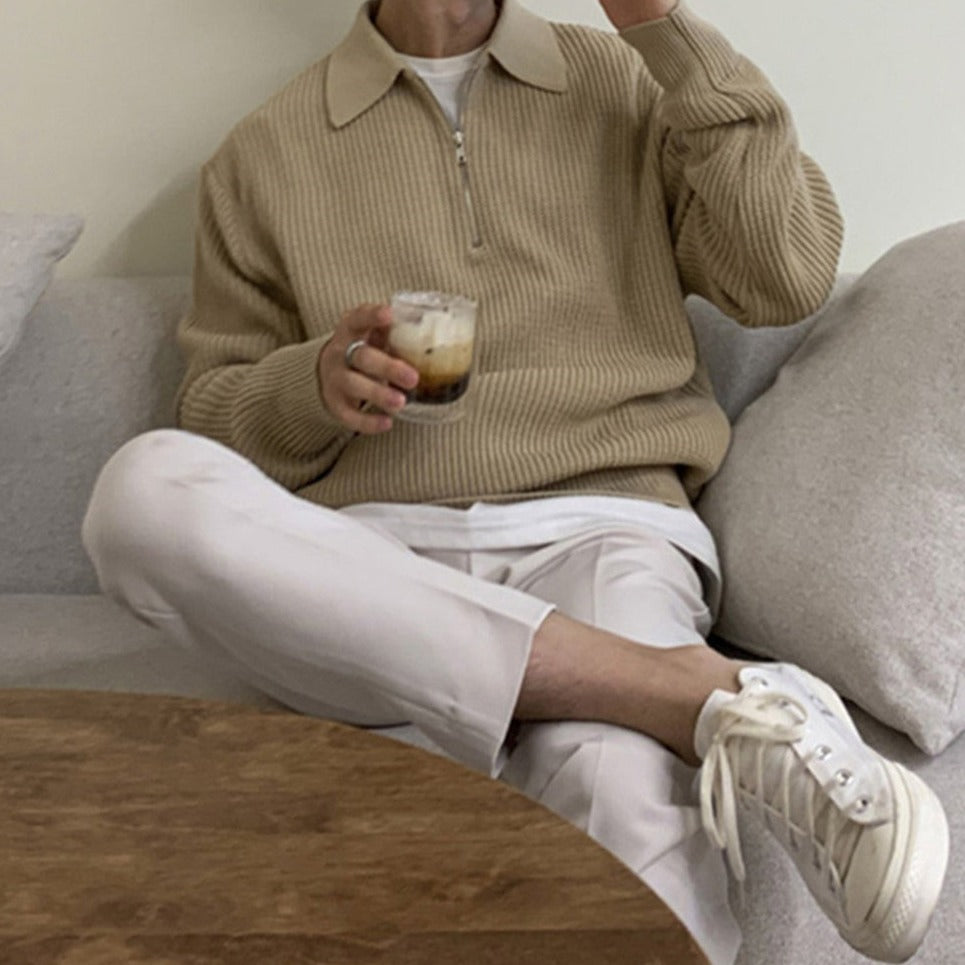 Pull zippé pour homme | Pull léger coupe classique pour l’hiver