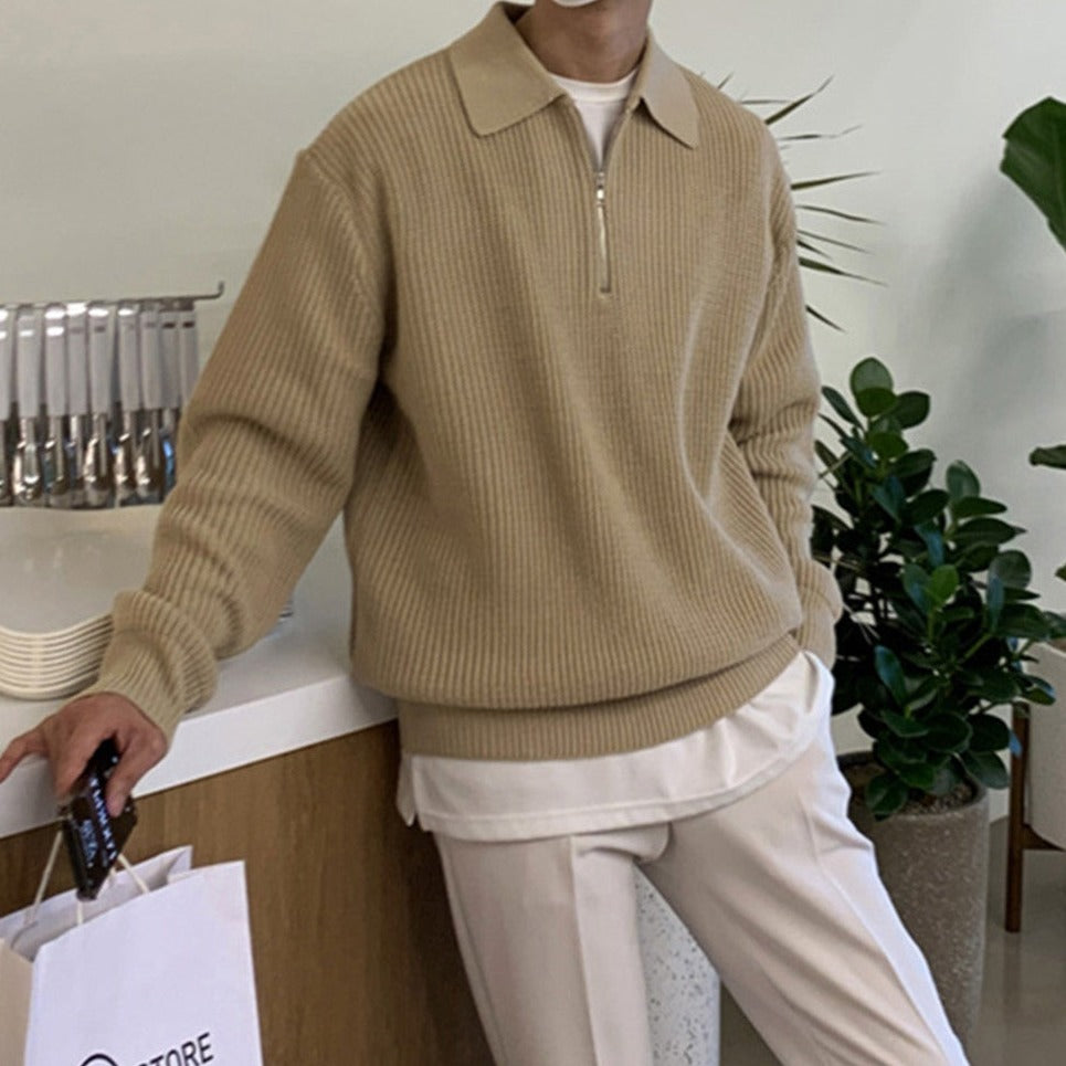 Pull zippé pour homme | Pull léger coupe classique pour l’hiver