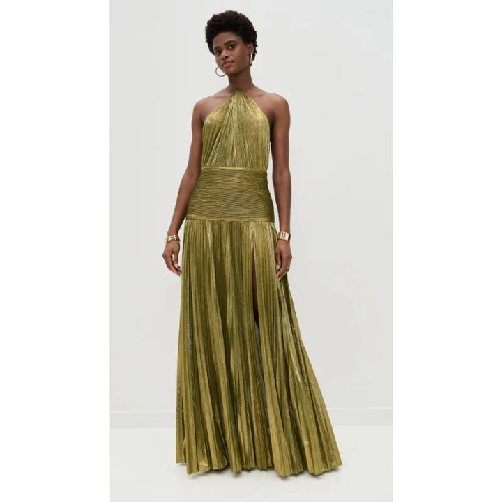 Giselle | Robe longue plissée dos nu à fente haute pour femme 5