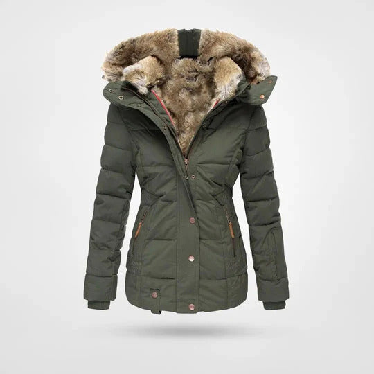 Elvira™ – Manteau d'hiver avec col en fourrure et coupe ajustée