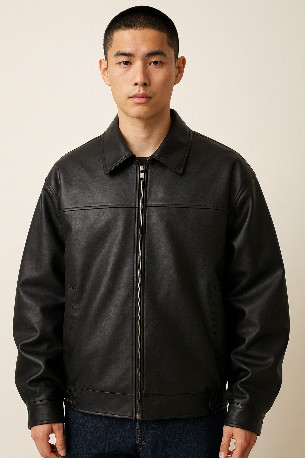 Veste homme ample en cuir PU style urbain usage quotidien