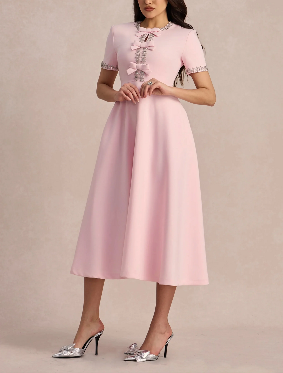 Raffaella™ | Robe Évasée avec Nœuds et Perles