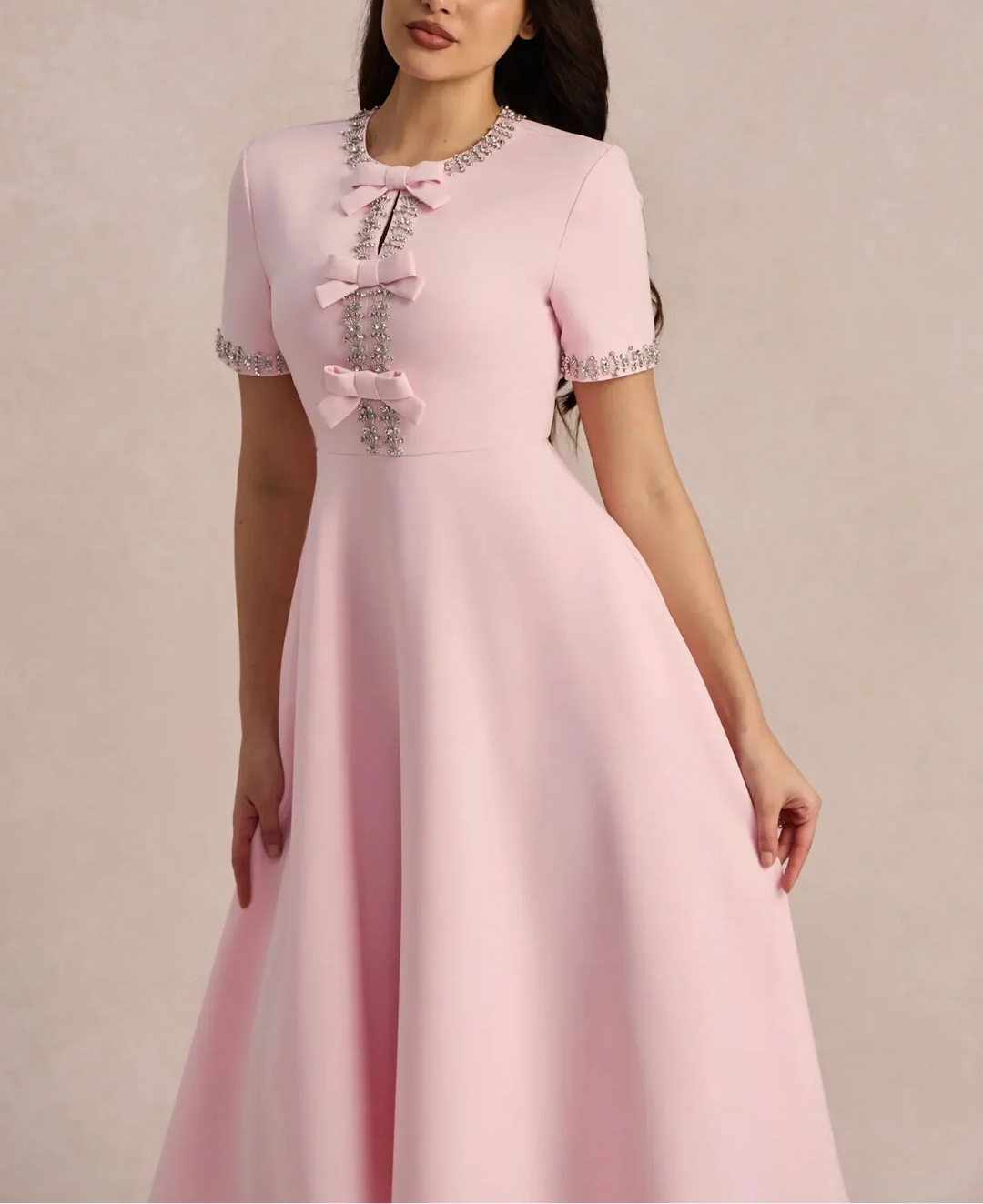 Raffaella™ | Robe Évasée avec Nœuds et Perles
