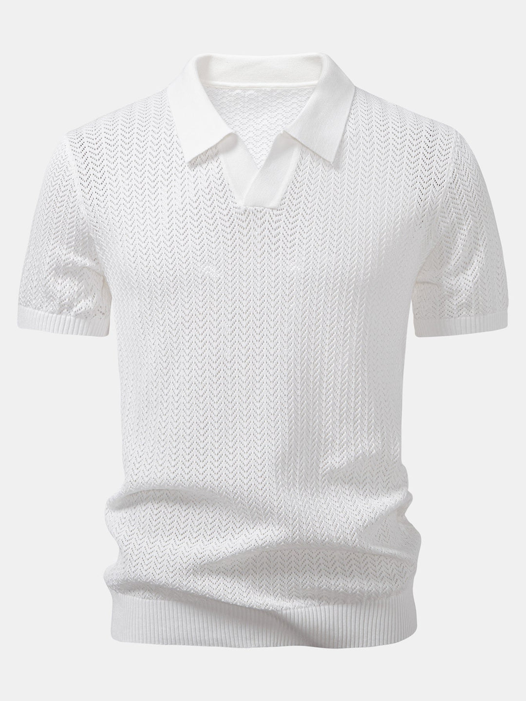 Polo à col V crocheté avec texture