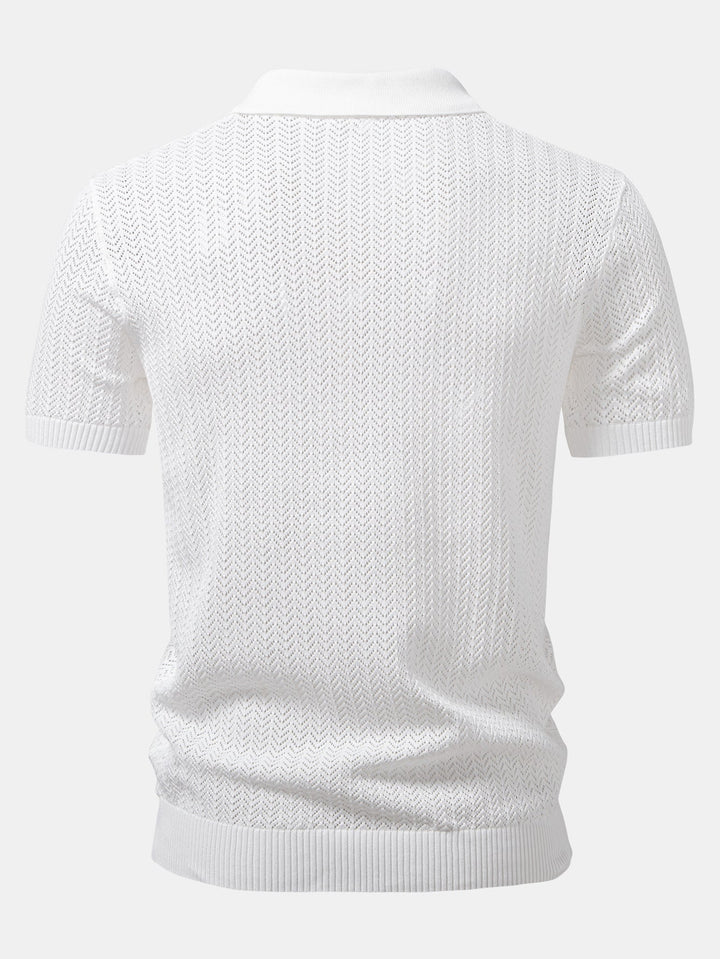 Polo à col V crocheté avec texture