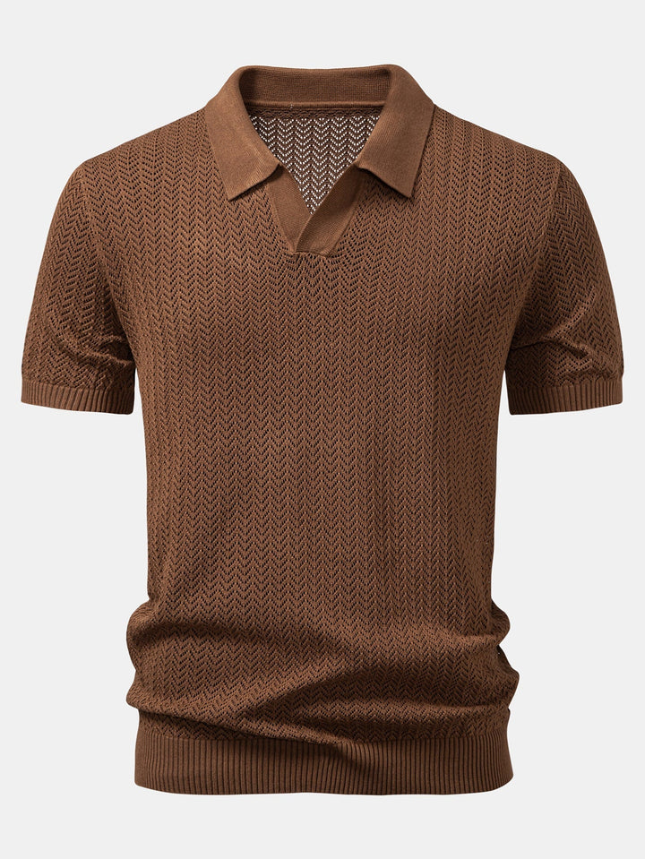 Polo à col V crocheté avec texture