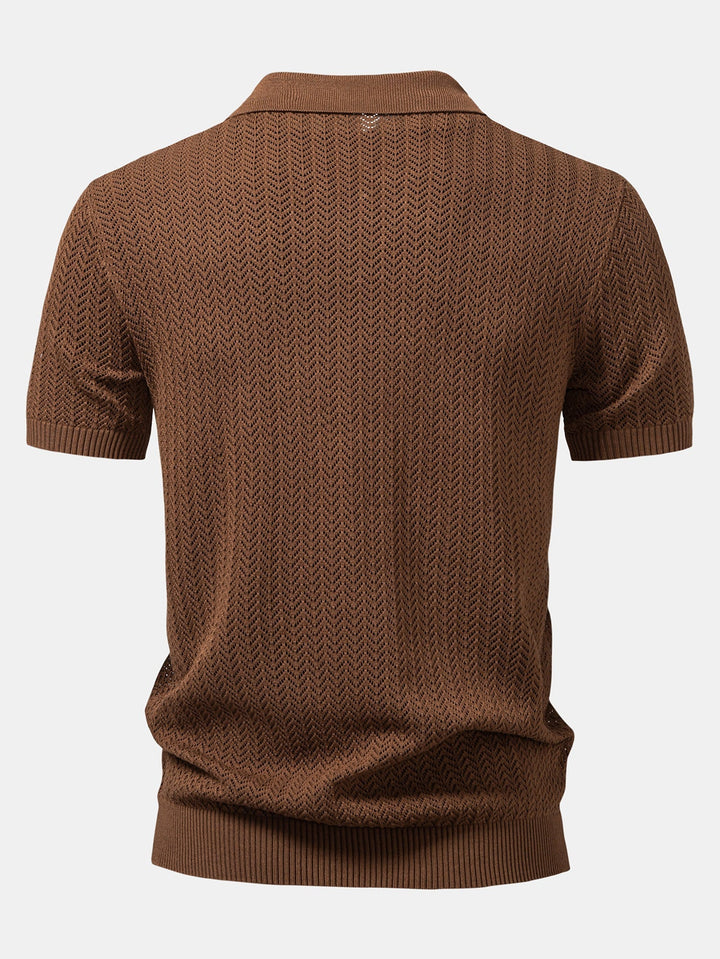Polo à col V crocheté avec texture