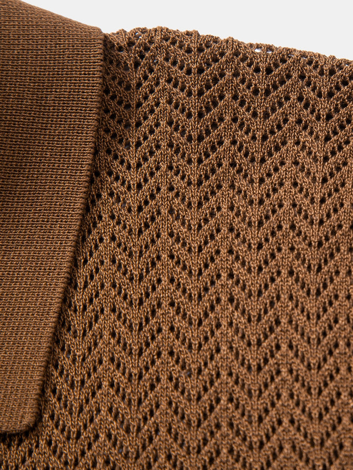 Polo à col V crocheté avec texture