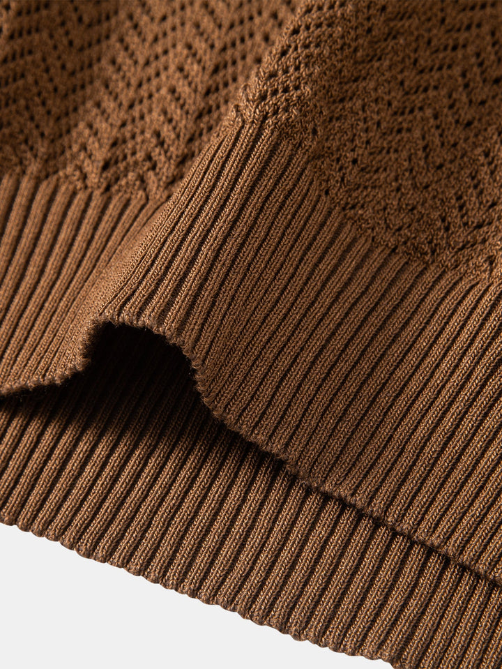 Polo à col V crocheté avec texture