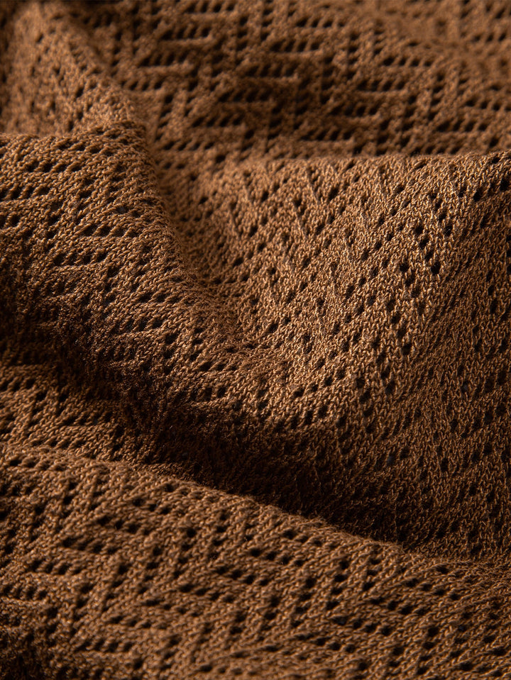 Polo à col V crocheté avec texture