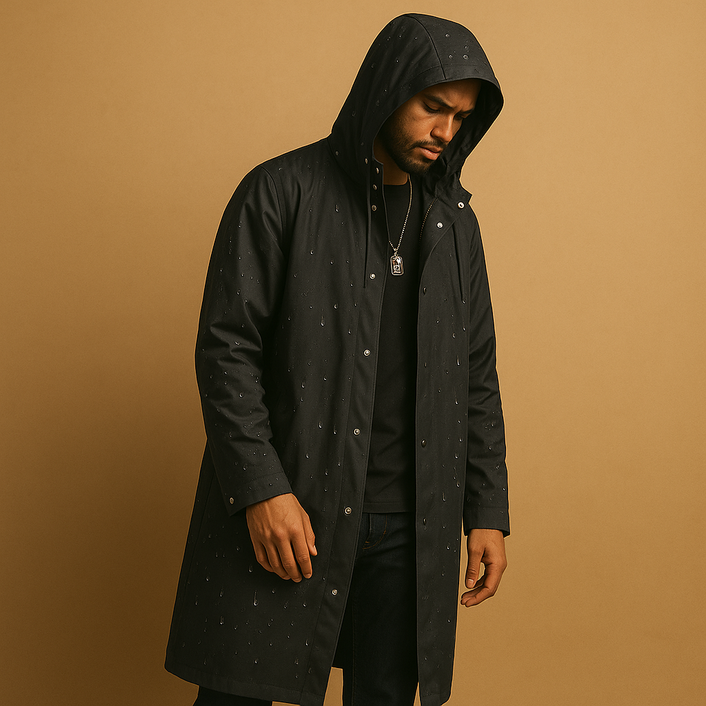 Manteau pour hommes | Manteau long à capuche avec fermeture avant