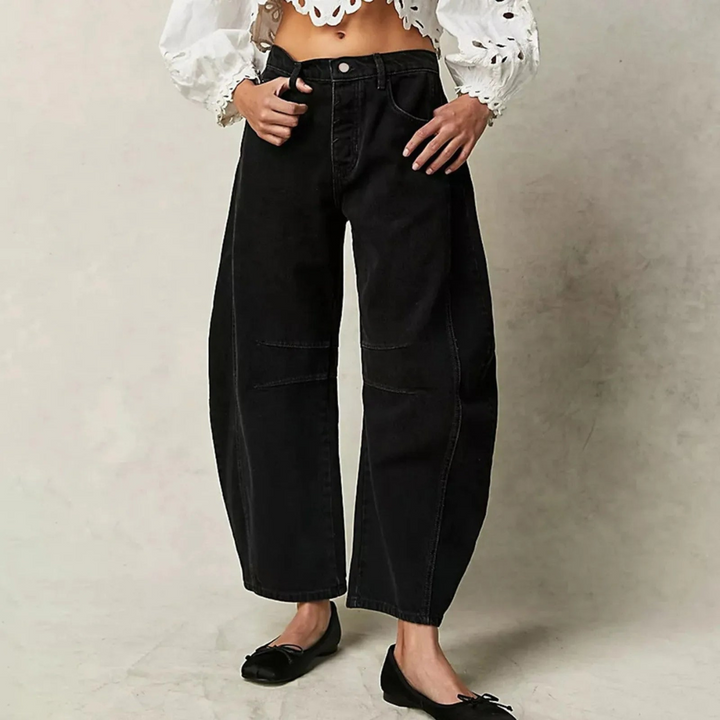 Jean femme coupe large taille haute usage quotidien