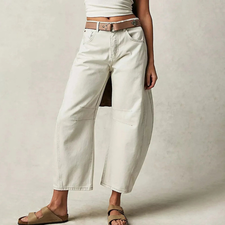 Jean femme coupe large taille haute usage quotidien
