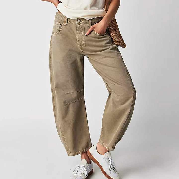 Jean femme coupe large taille haute usage quotidien